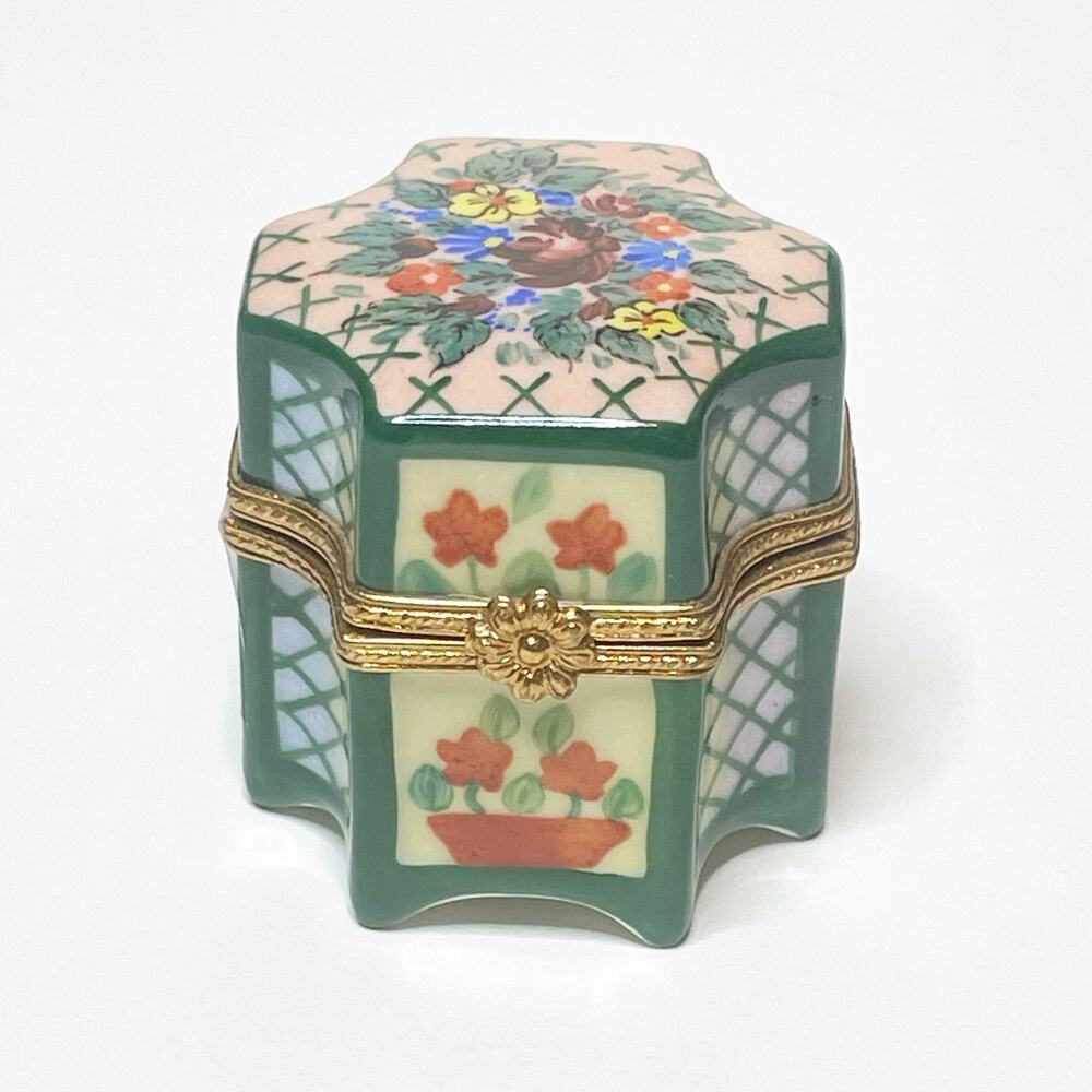Limoges Box Flower Garden Hand Painted Porcelain Trinket Box